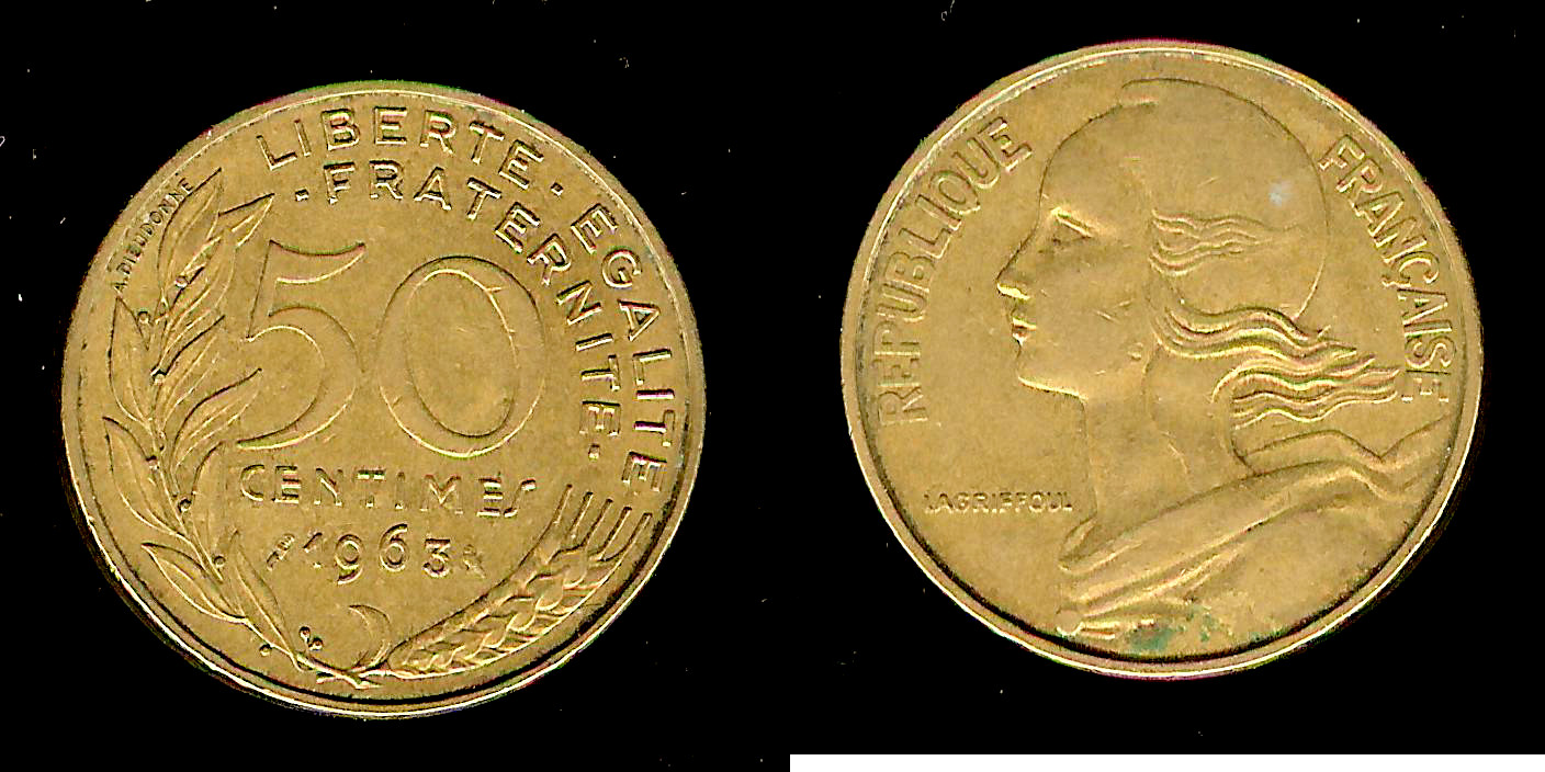 50 centimes Marianne, col à trois plis 1963 Paris TTB